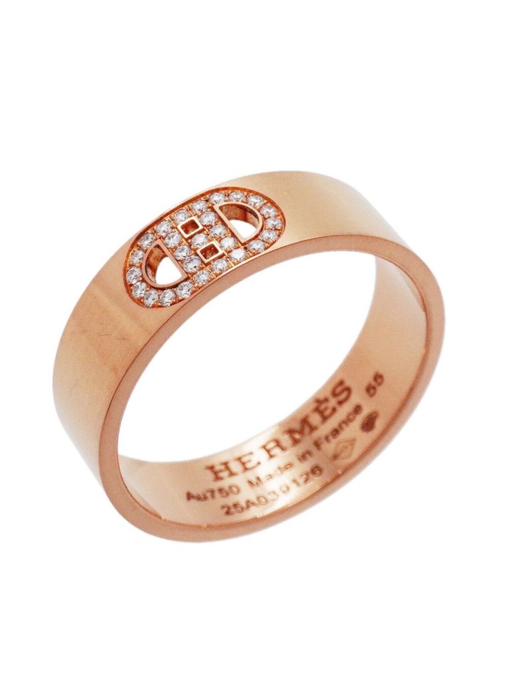 Hermes Ring H D'ancre 18k Pink Gold Diamond